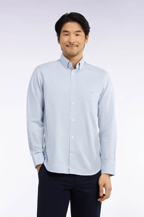 Straight cut gray gingham check cotton shirt - Image 3