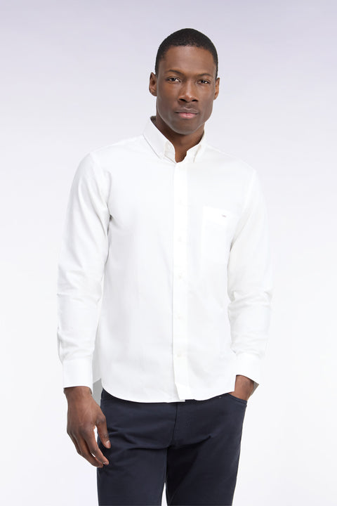 Plain white cotton straight cut shirt - Image 3