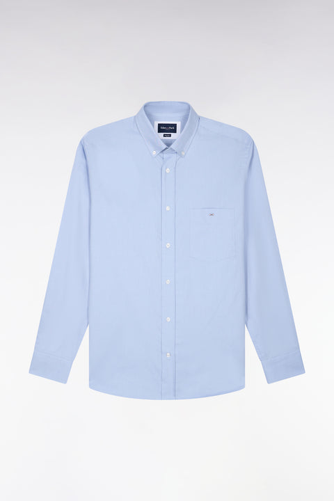 Plain light gray cotton shirt, straight cut - Image 2