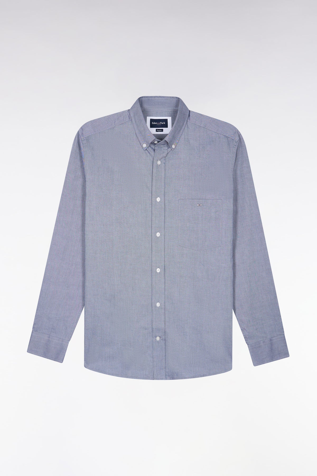 Plain navy cotton straight cut shirt
