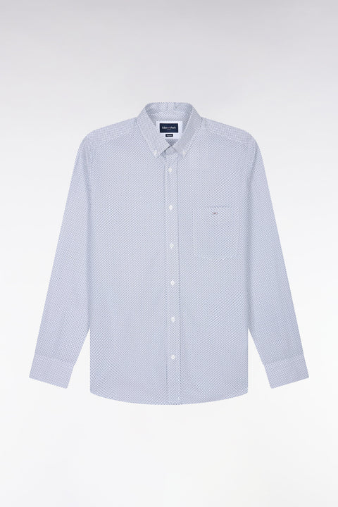 White cotton shirt with micro-patterned bow ties, straight cut - Image 2