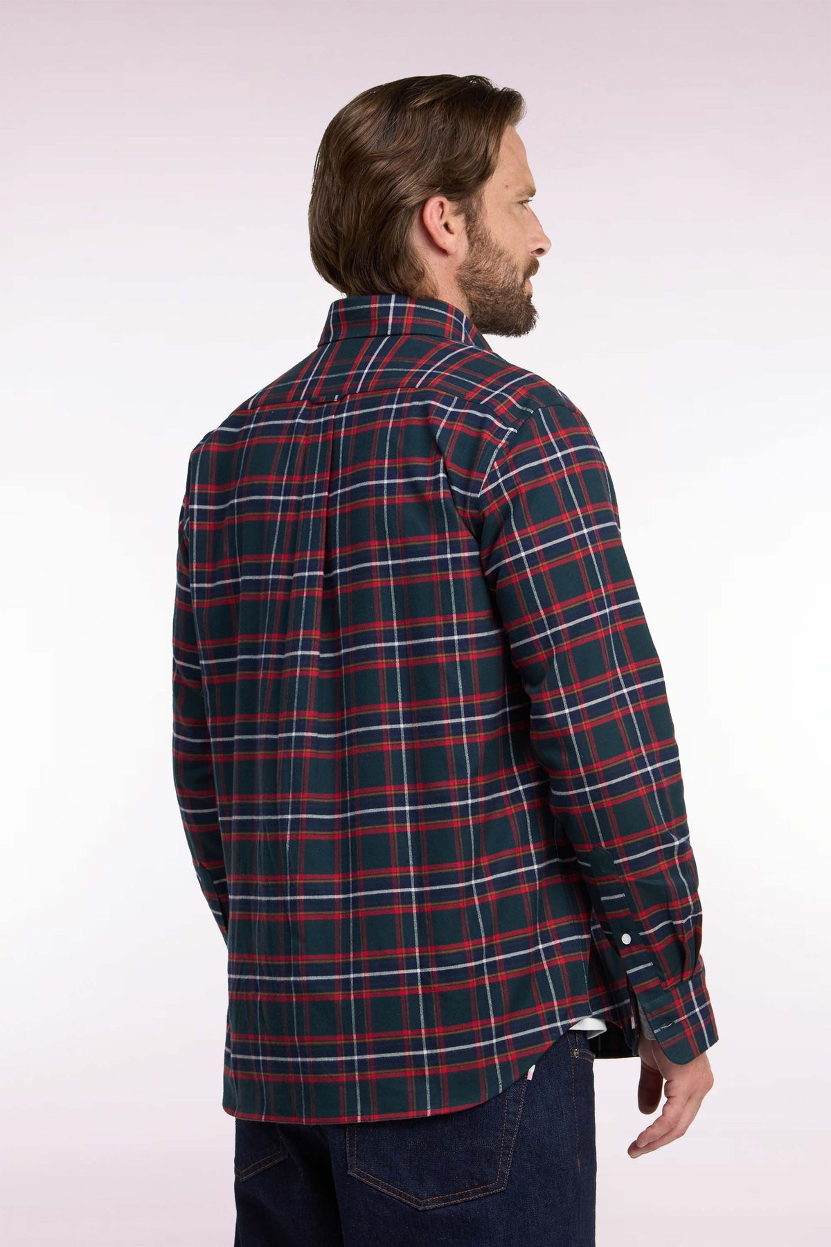 Straight-fit checked cotton flannel shirt