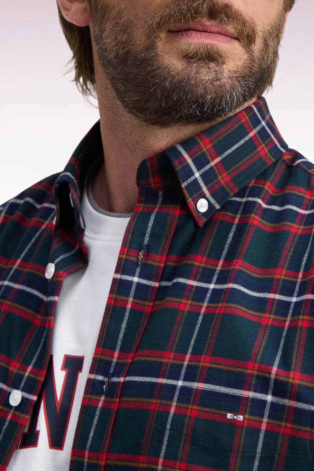 Straight-fit checked cotton flannel shirt