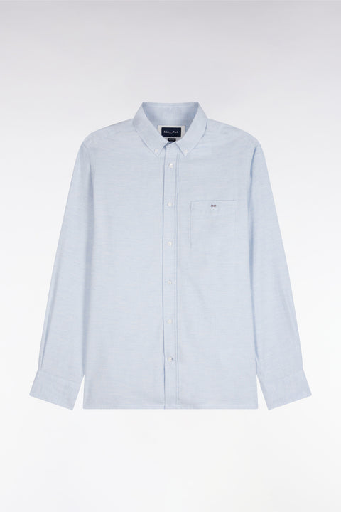 Chemise unie en coton gris coupe droite - Image 2