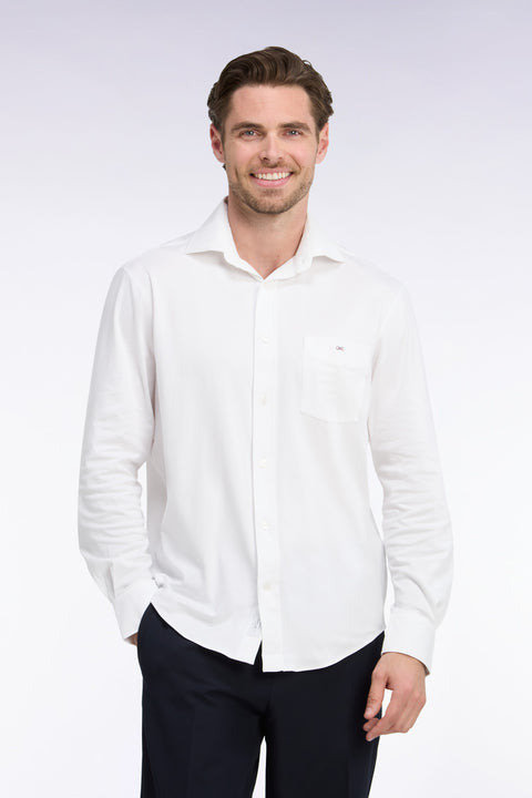 Straight cut white stretch cotton shirt - Image 2