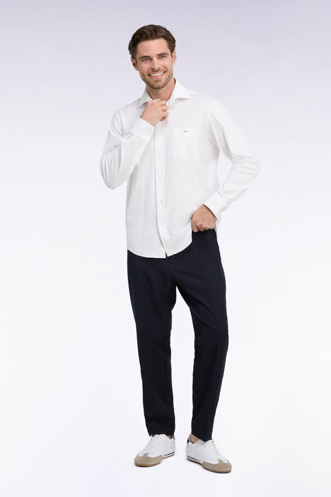 Straight cut white stretch cotton shirt - Image 1