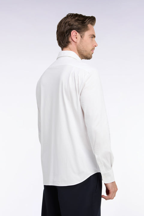 Straight cut white stretch cotton shirt - Image 3