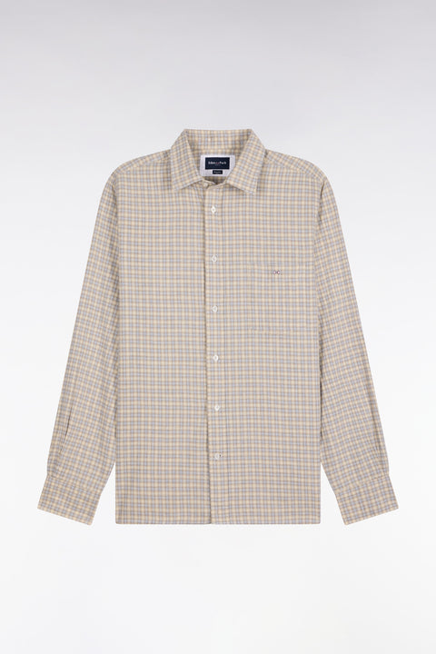 Chemise en coton à carreaux écrue coupe droite - Image 2
