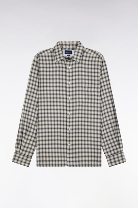 Chemise en coton à carreaux écrue coupe droite - Image 2