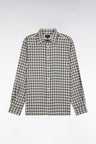 Straight cut ecru checked cotton shirt