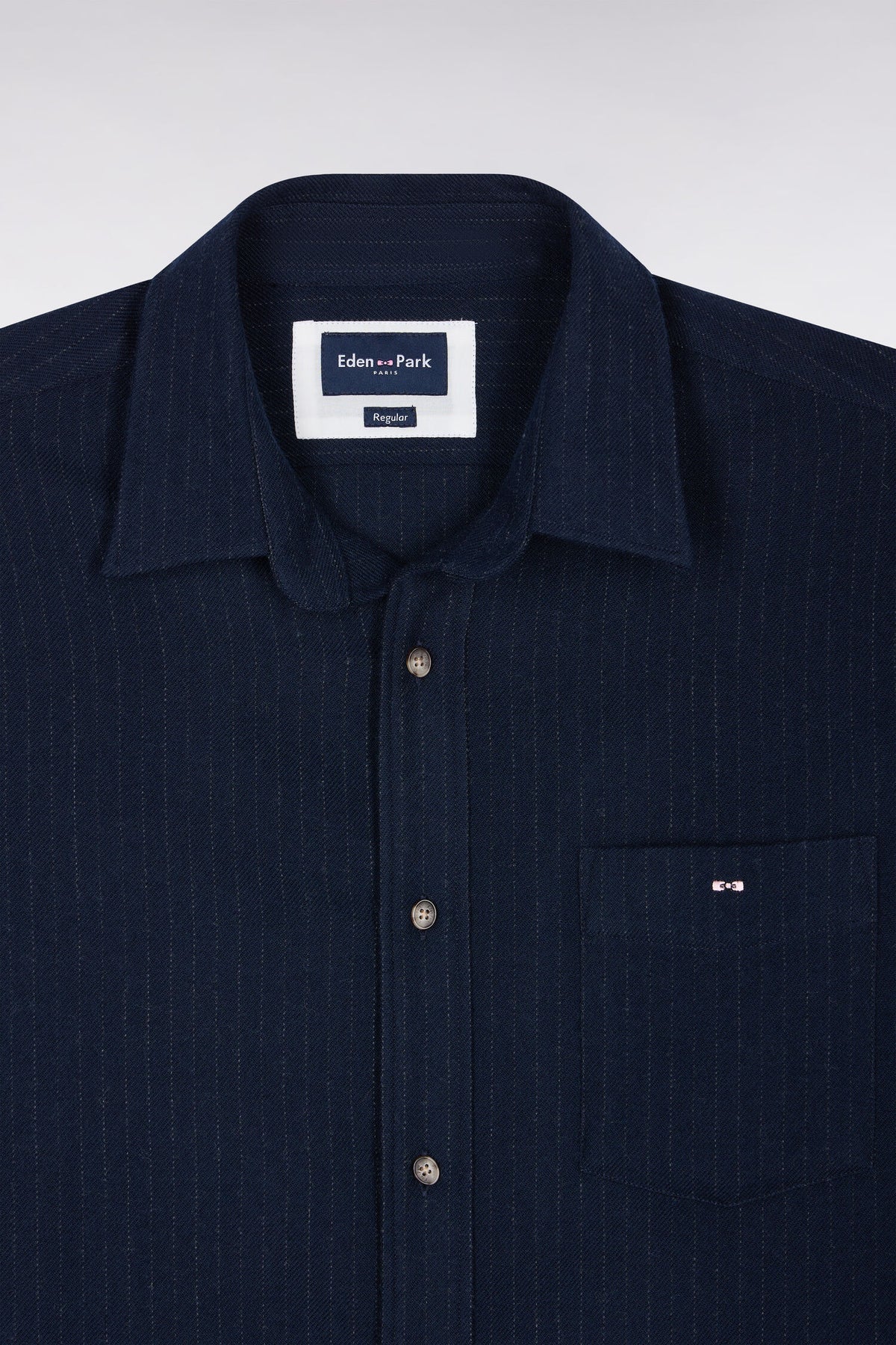 Straight fit navy striped flannel shirt
