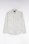 Slim-fit ecru micro-patterned cotton shirt