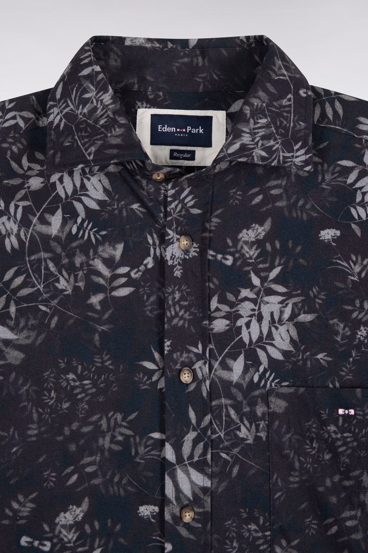 Chemise en coton à imprimé végétal coupe droite