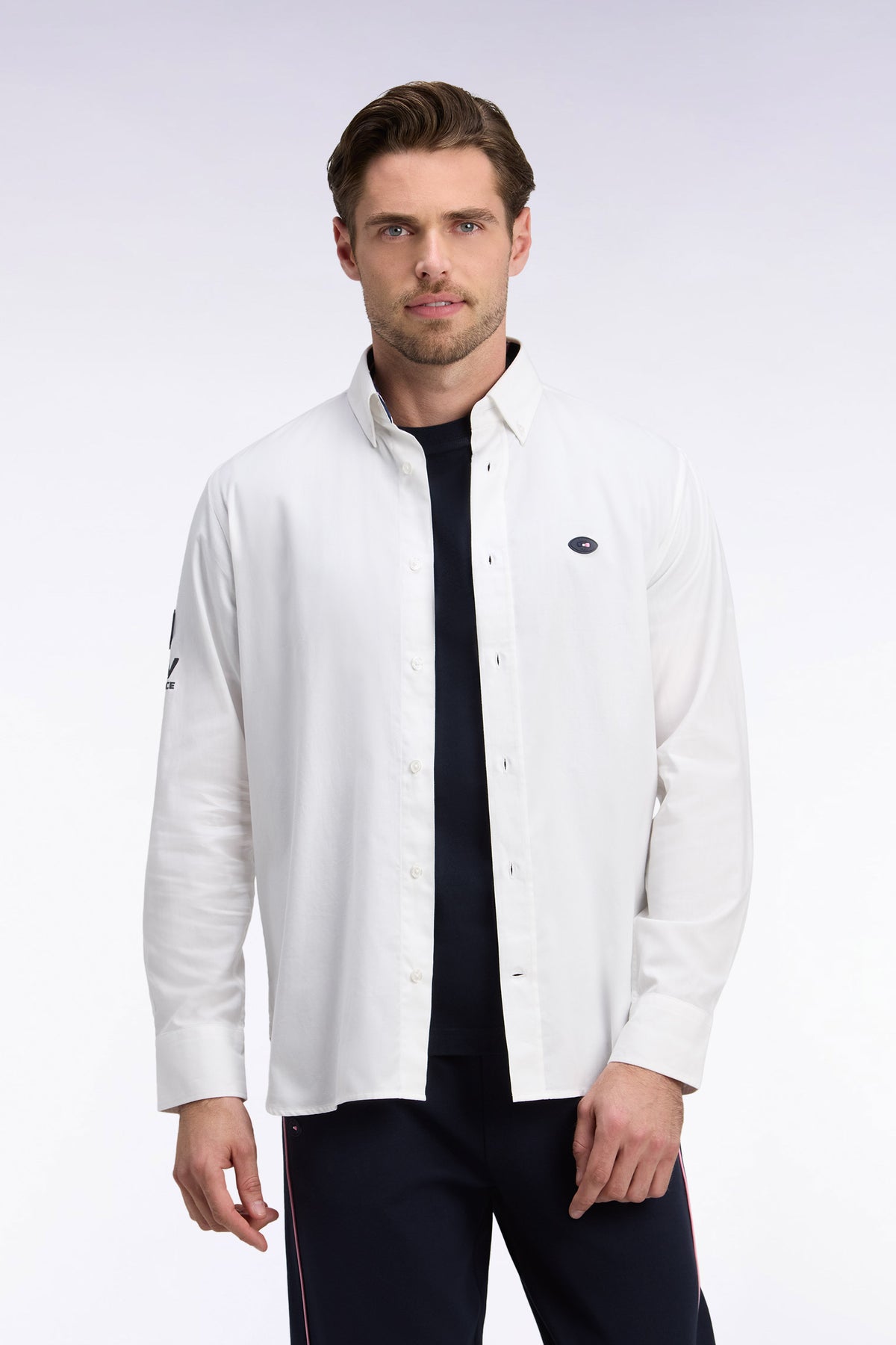 XV de France shirt in white cotton, straight cut back patch