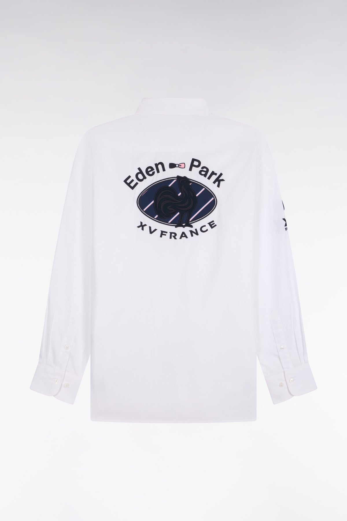 XV de France shirt in white cotton, straight cut back patch