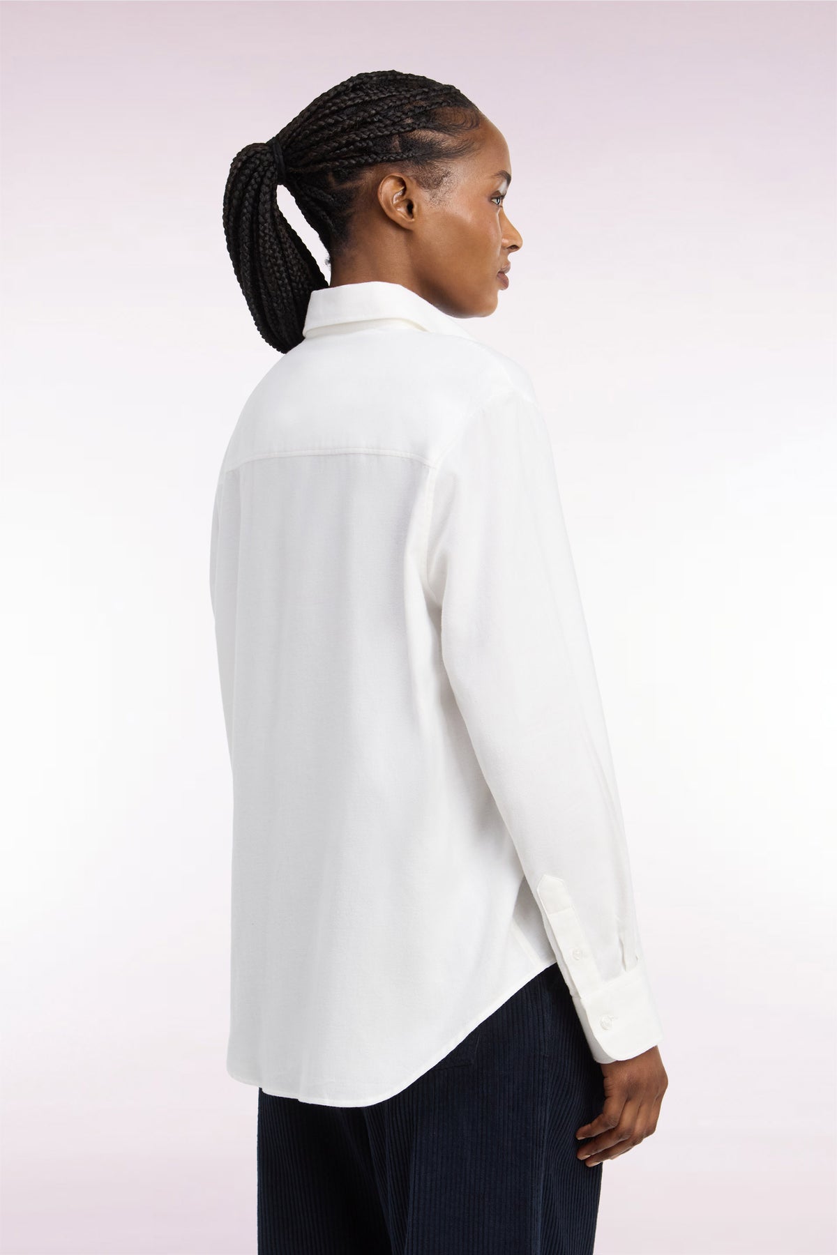 Relaxed fit ecru cotton shirt with patch pockets