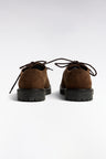 Lace-up derbies in brown suede leather