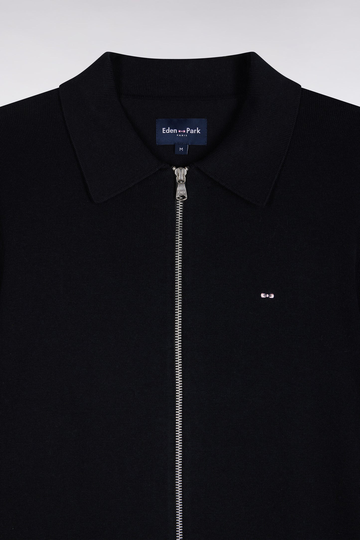 Cardigan zippé en coton et viscose noir coupe droite
