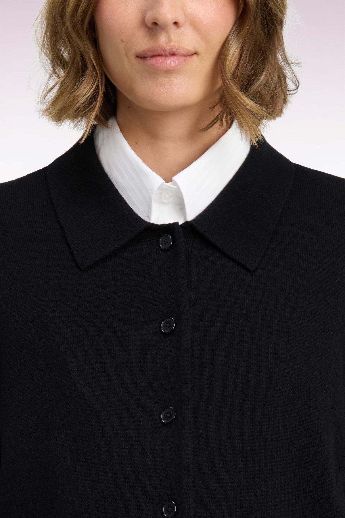 Black virgin wool and cashmere cardigan