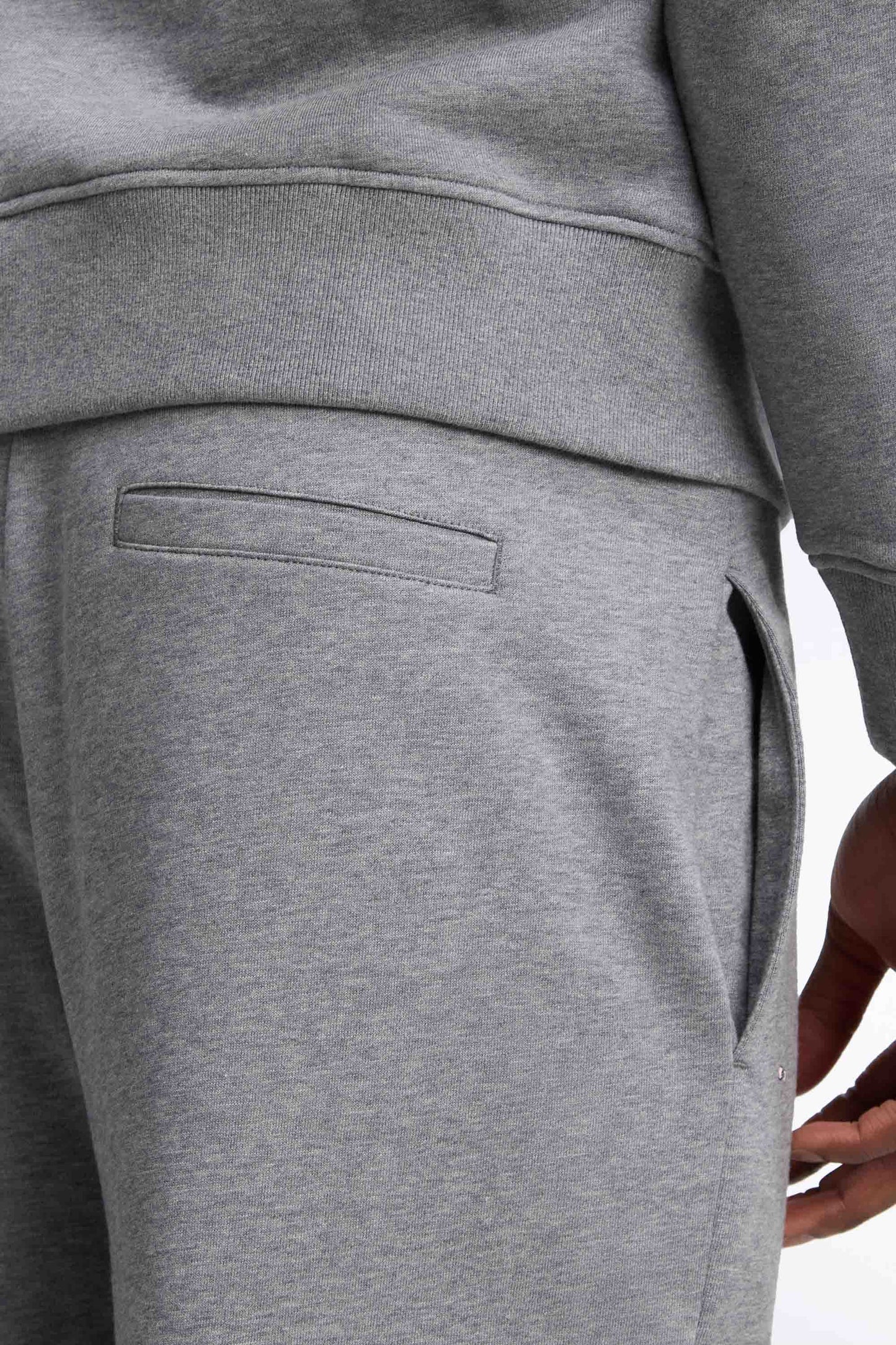 Jogging uni en molleton coton gris coupe droite