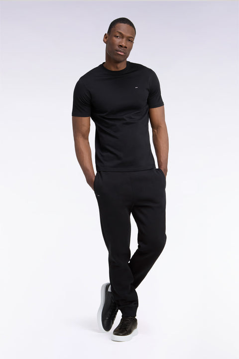 Jogging uni en molleton coton noir coupe droite - Image 2