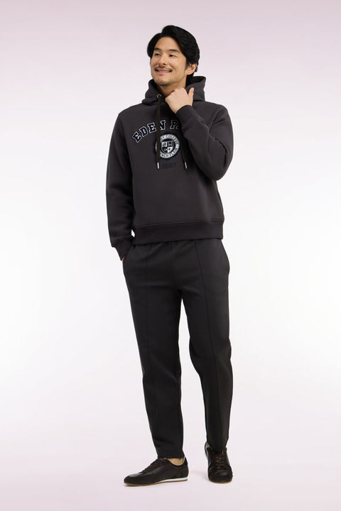 Jogging en interlock de coton stretch marron coupe droite - Image 1