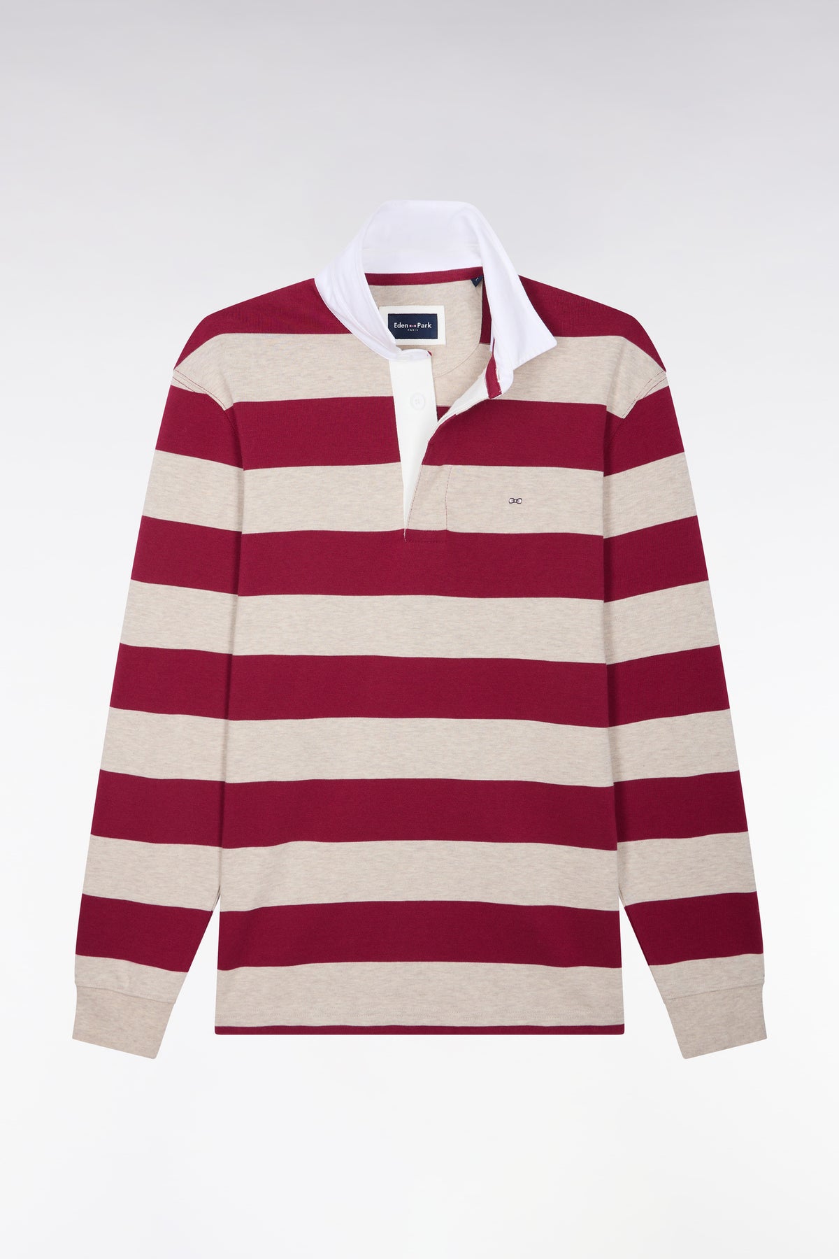 Long-sleeved jersey in red striped cotton jersey
