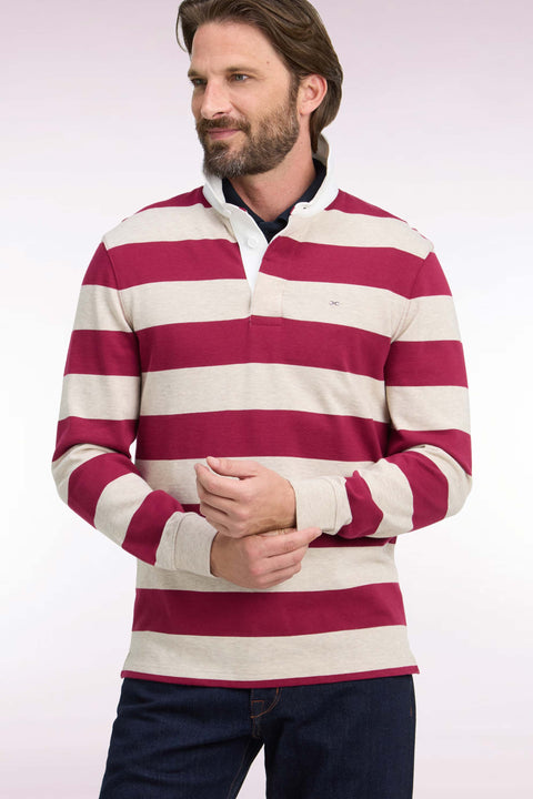 Long-sleeved jersey in red striped cotton jersey - Image 1
