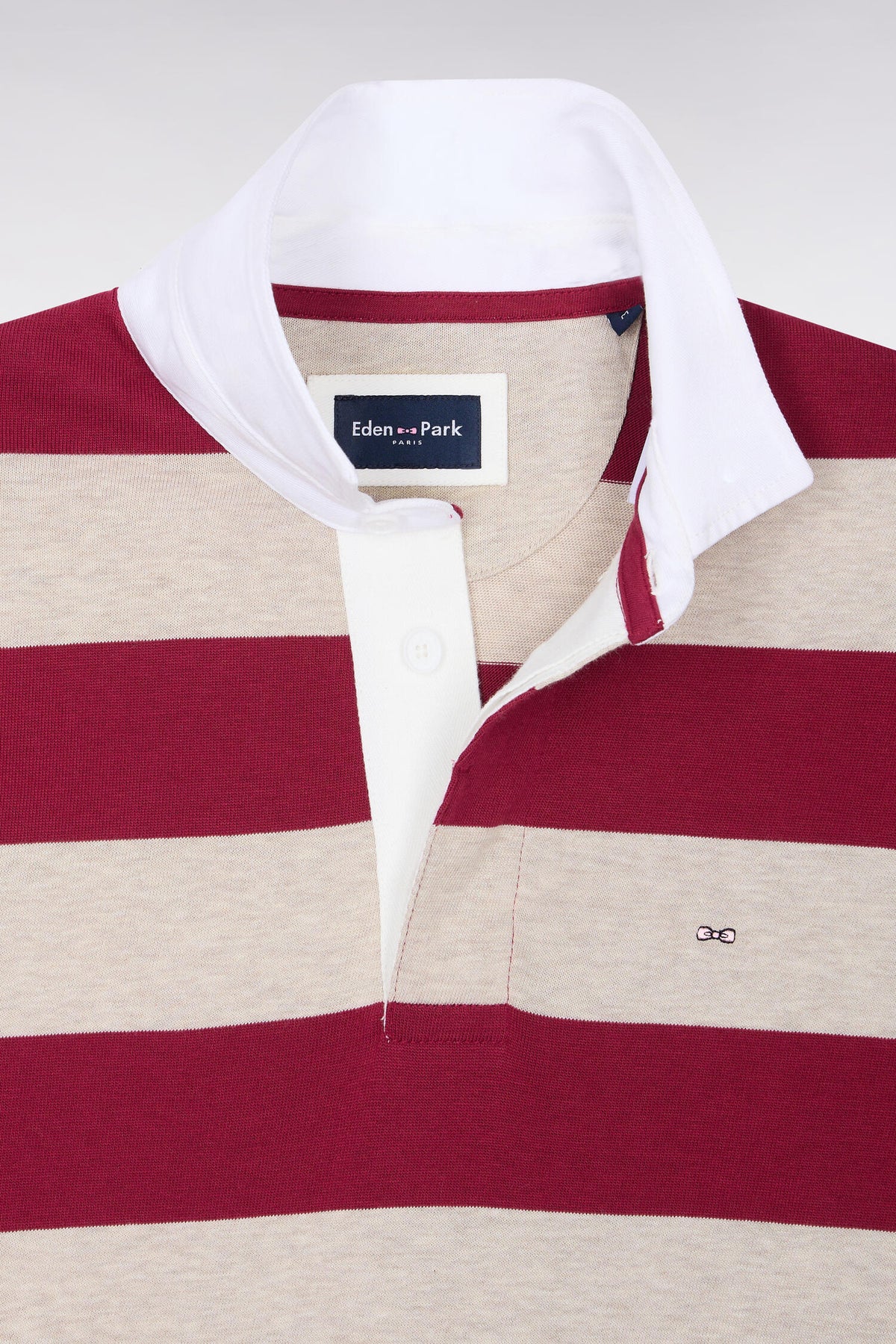 Long-sleeved jersey in red striped cotton jersey