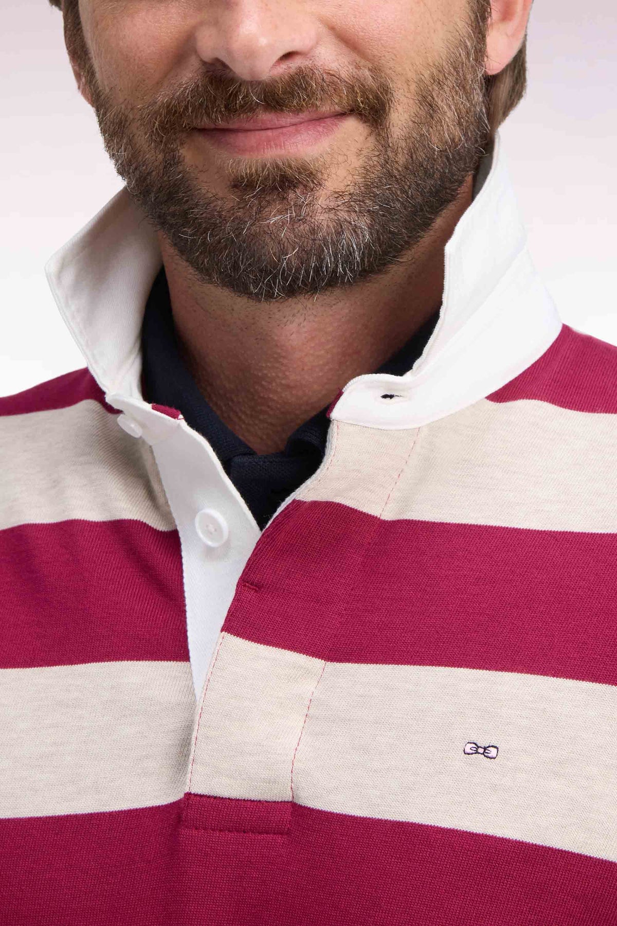 Long-sleeved jersey in red striped cotton jersey
