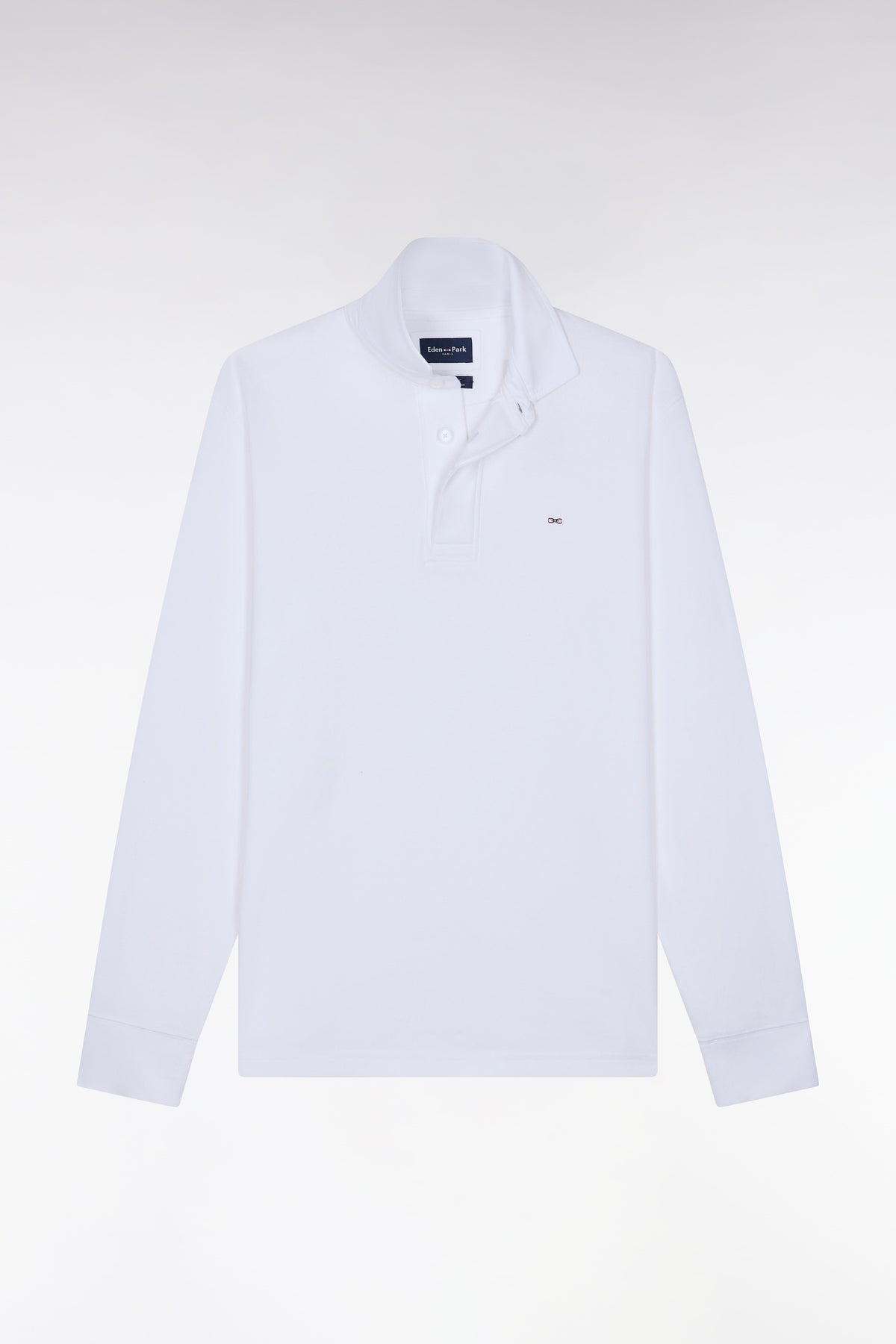Maillot manches longues en coton Pima blanc coupe droite