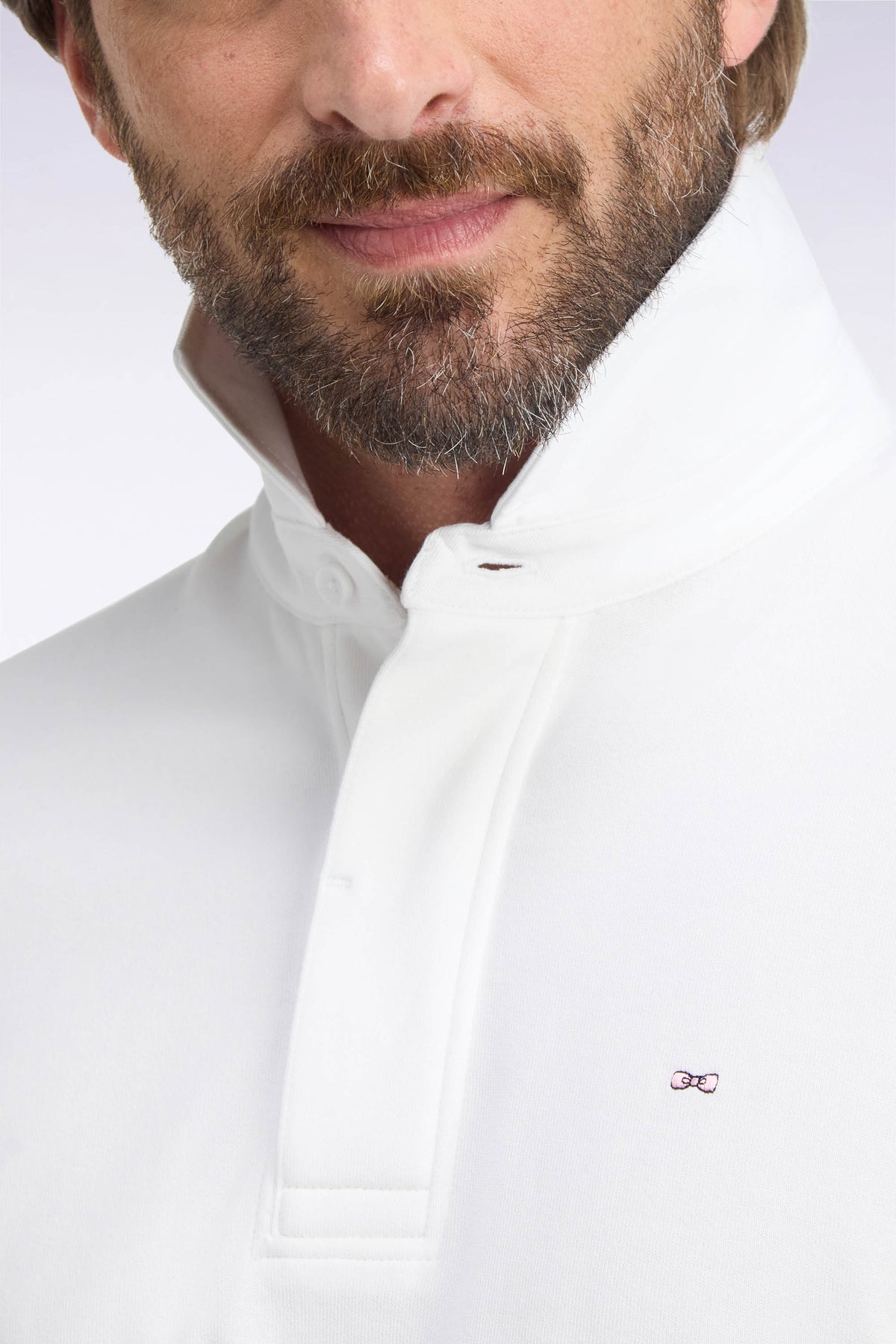 Maillot manches longues en coton Pima blanc coupe droite