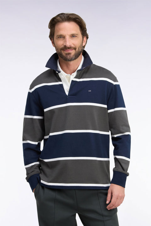 Long-sleeved jersey in khaki striped cotton jersey - Image 3