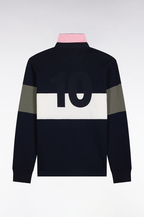 Long-sleeved jersey in khaki tricolor cotton jersey with embroidery 10 - Image 2