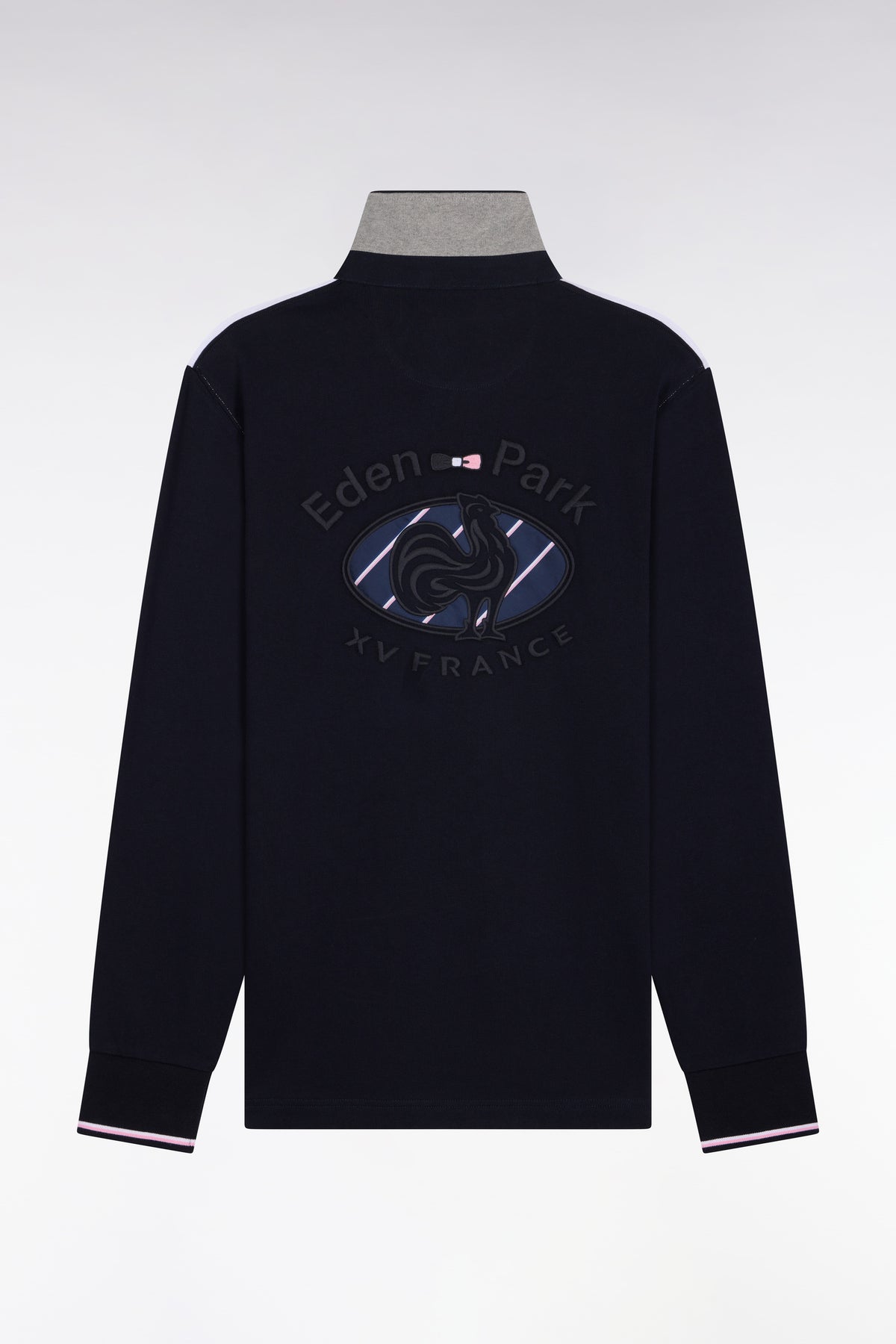 Long-sleeved jersey in navy and white cotton jersey XV de France
