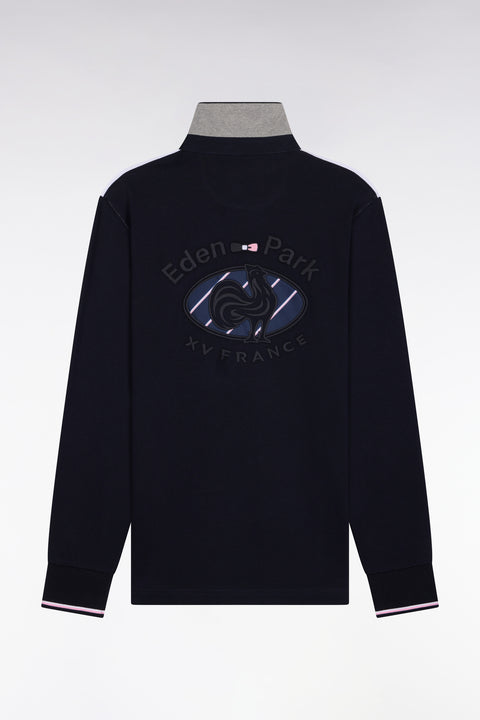 Long-sleeved jersey in navy and white cotton jersey XV de France - Image 2