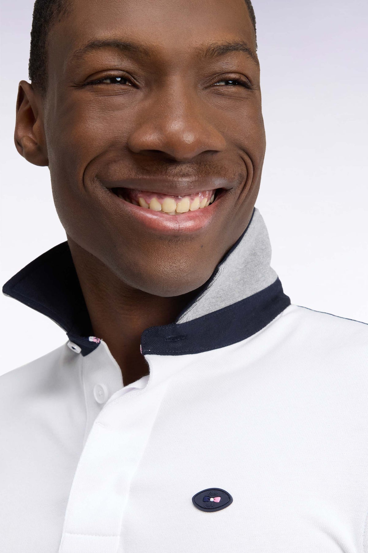Long-sleeved jersey in navy and white cotton jersey XV de France