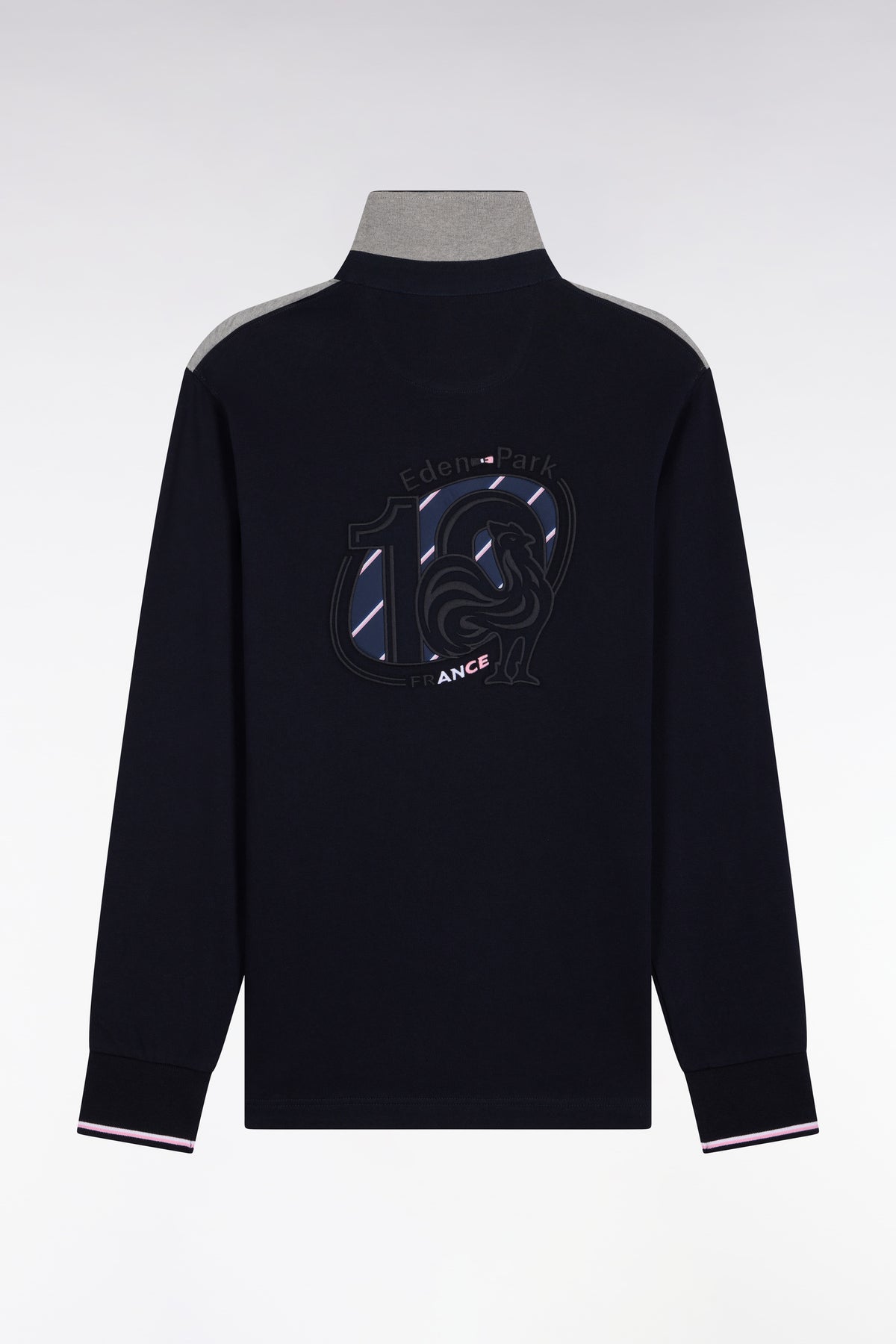Long-sleeved jersey in navy and gray cotton jersey XV de France