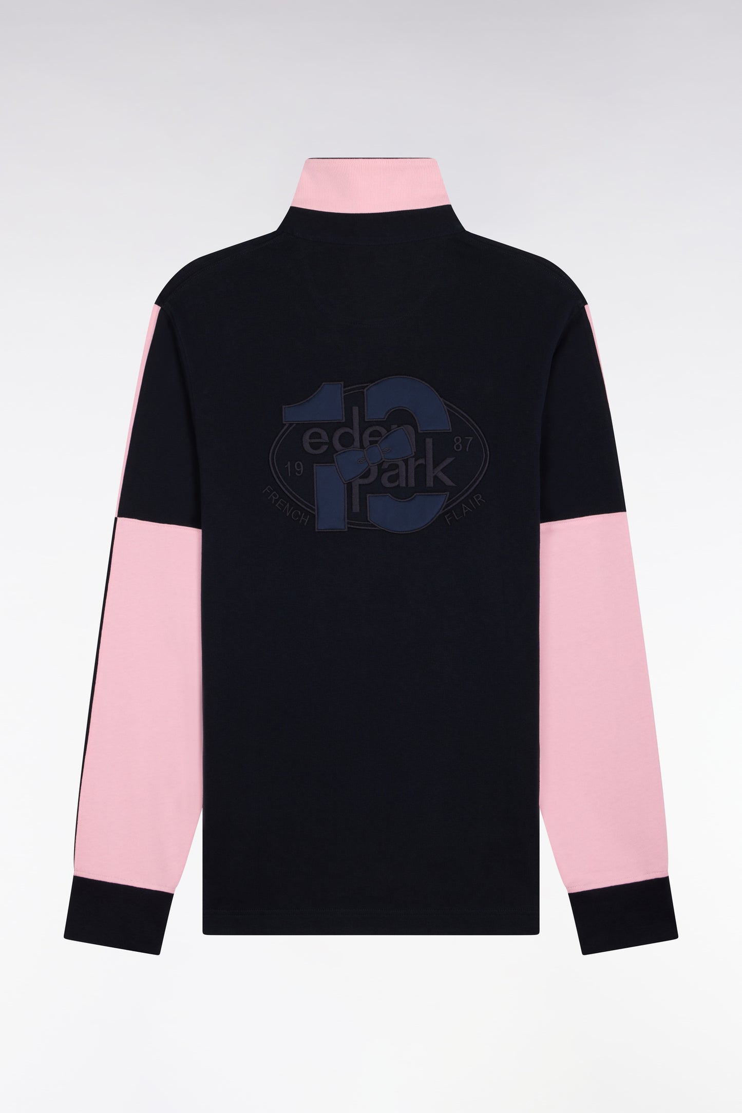 Maillot manches longues en jersey de coton marine et rose