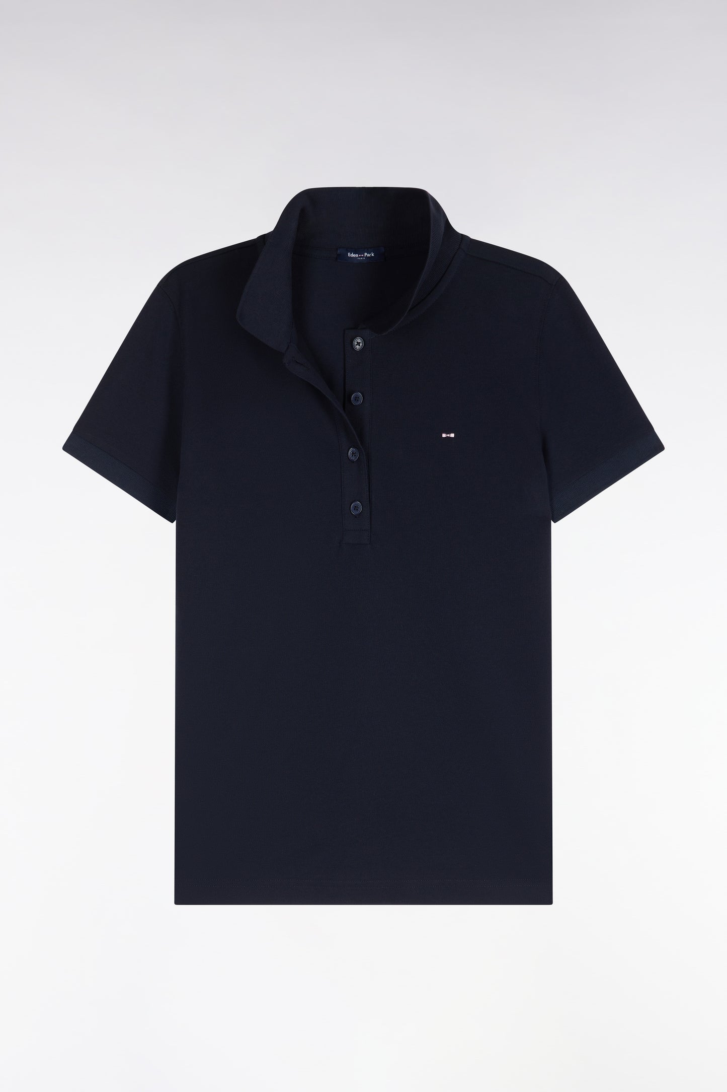 Polo manches courtes en coton stretch marine coupe ajustée