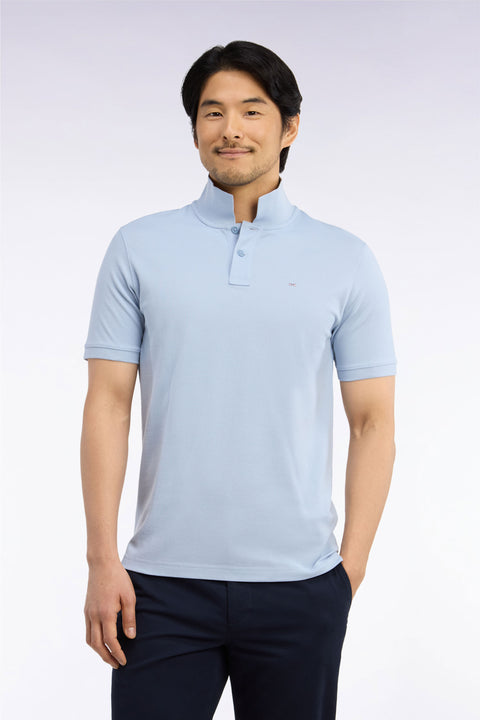 Polo manches courtes en coton Pima ciel coupe droite - Image 3