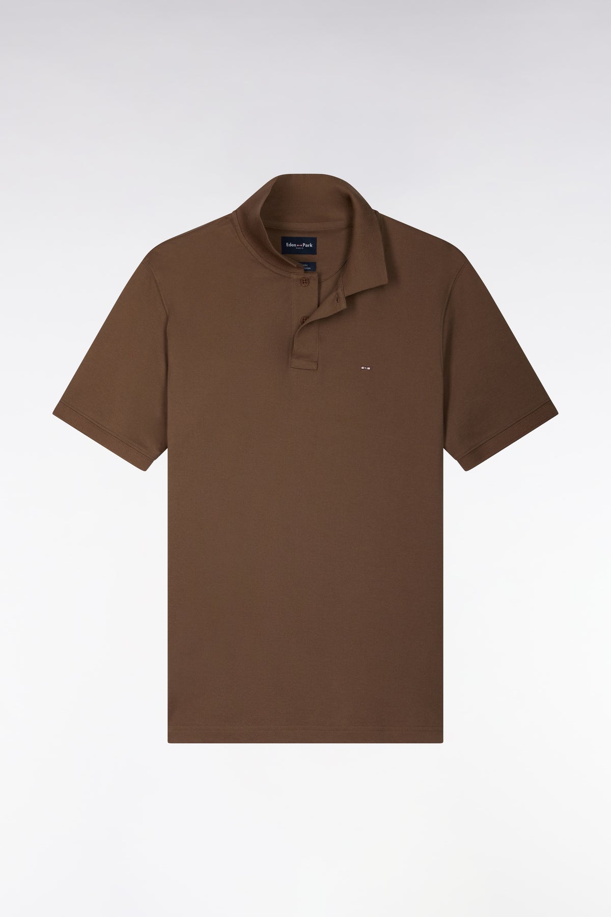 Polo manches courtes en coton Pima marron coupe droite