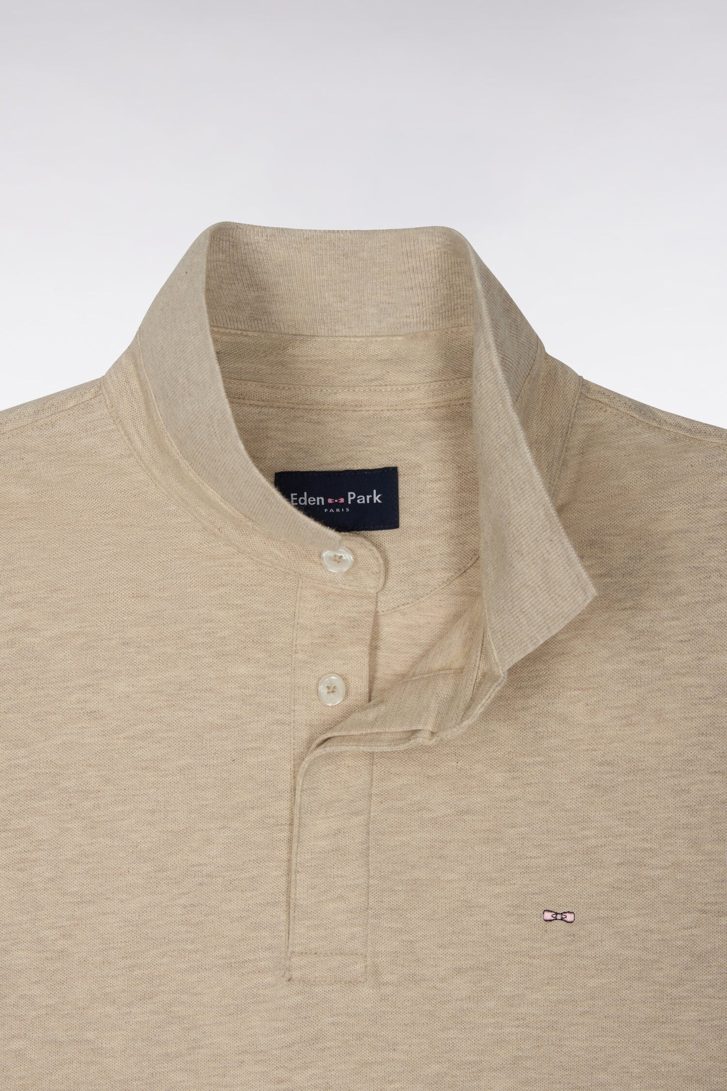 Polo manches courtes en coton stretch beige coupe ajustée