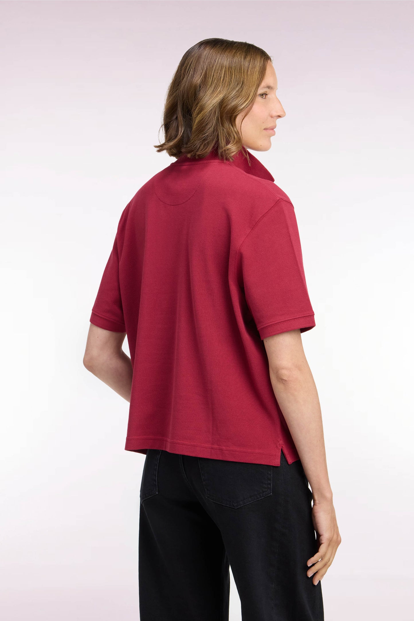 Polo manches courtes en coton rouge coupe oversized