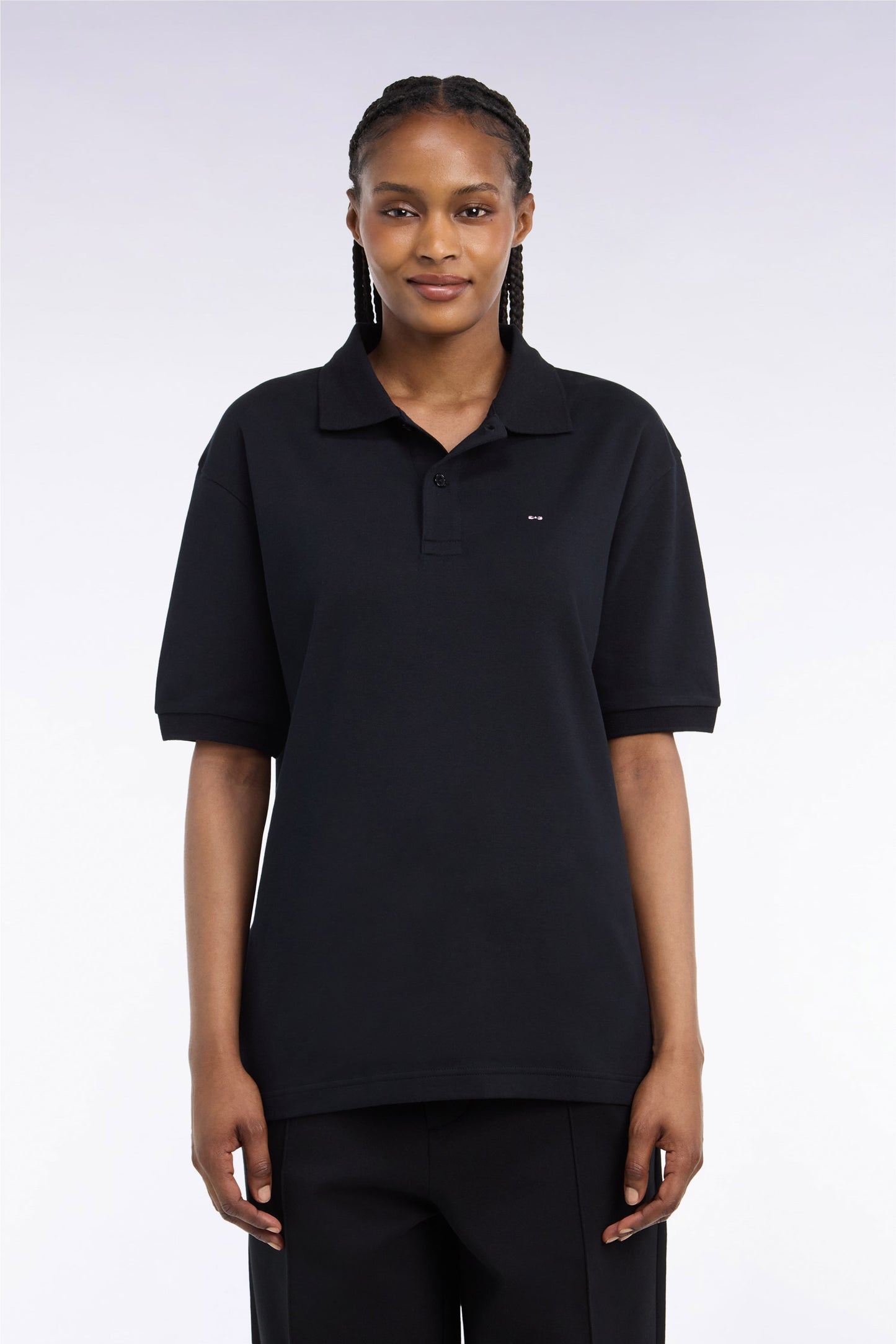 Polo unisexe manches courtes en coton interlock noir