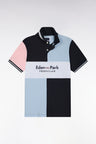 Short-sleeved polo shirt in navy cotton and sky embroidery Eden Park straight cut