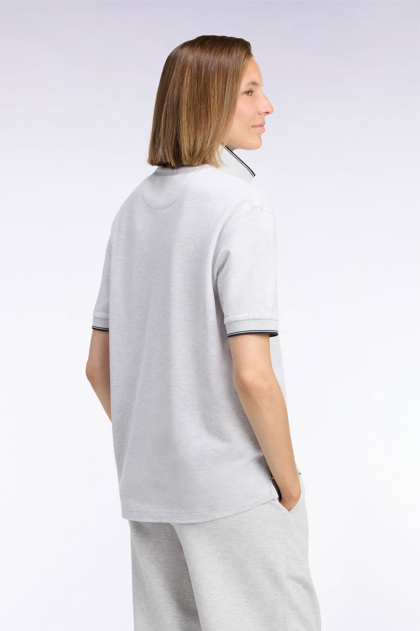 Polo manches courtes en coton mercerisé gris