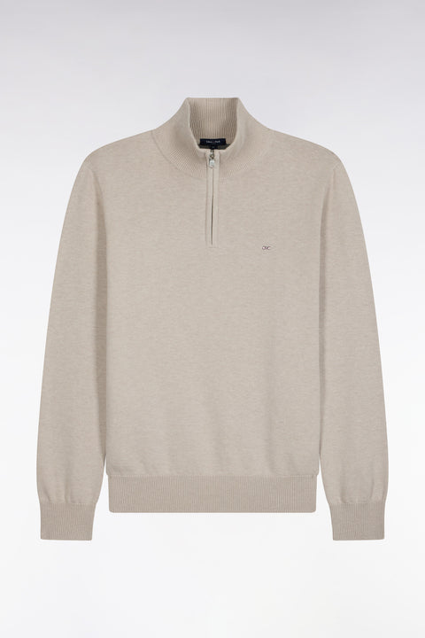Straight cut gray wool and cotton trucker neck sweater - Image 2