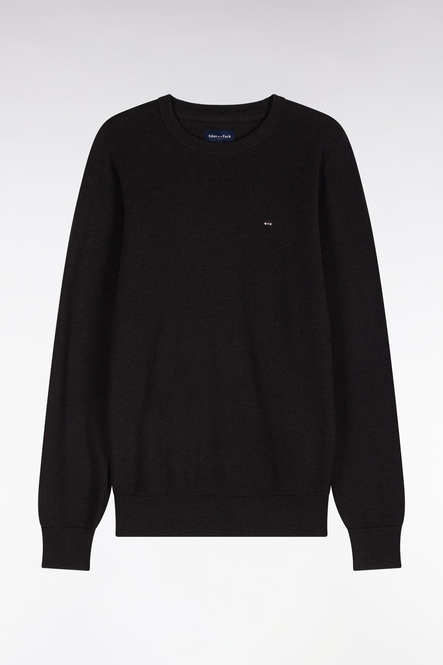 Pull col rond en coton marron coupe droite
