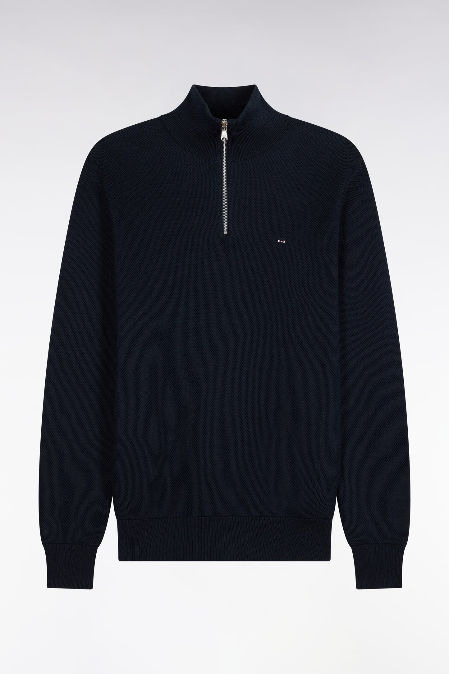 Pull col camionneur en coton marine coupe droite
